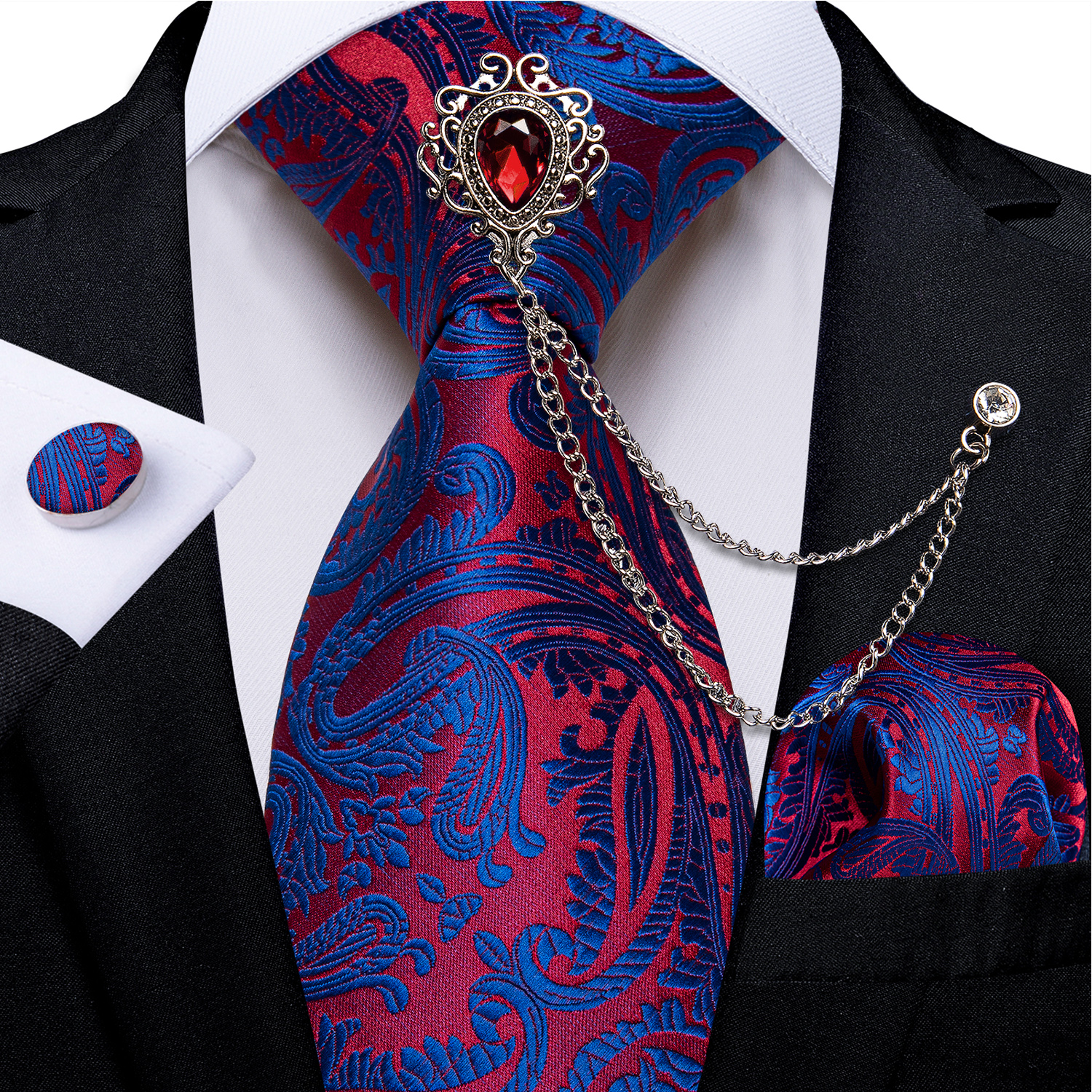 Men'S Grooming Set Gift - Men Tie with Luxury Blue Crystal