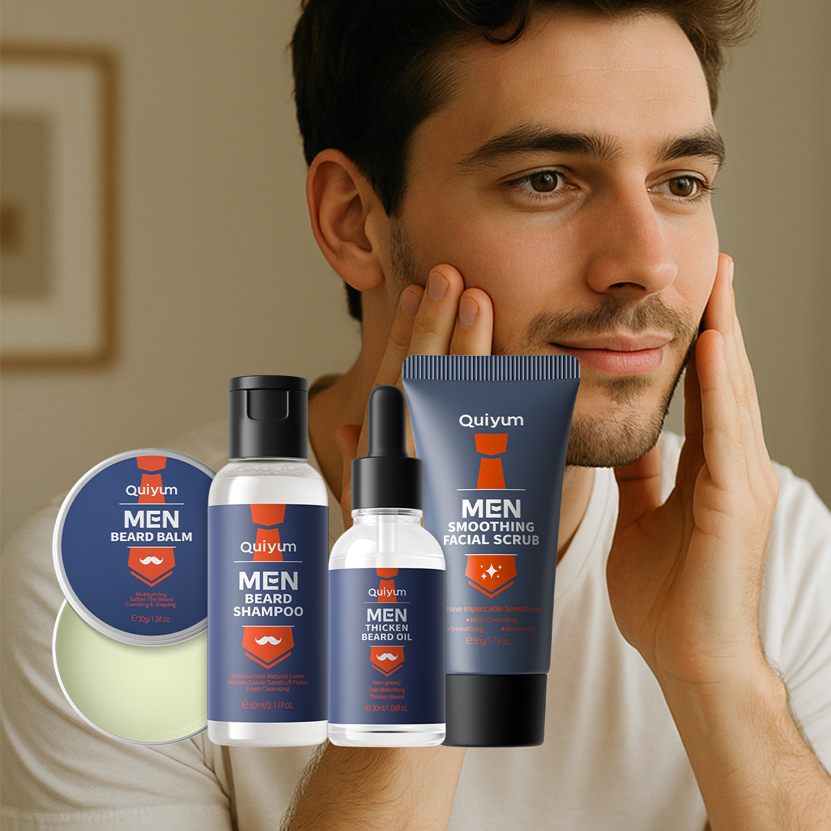 Men'S Grooming Gift Set - QUIYUM 4Pcs Men Beard & Facial