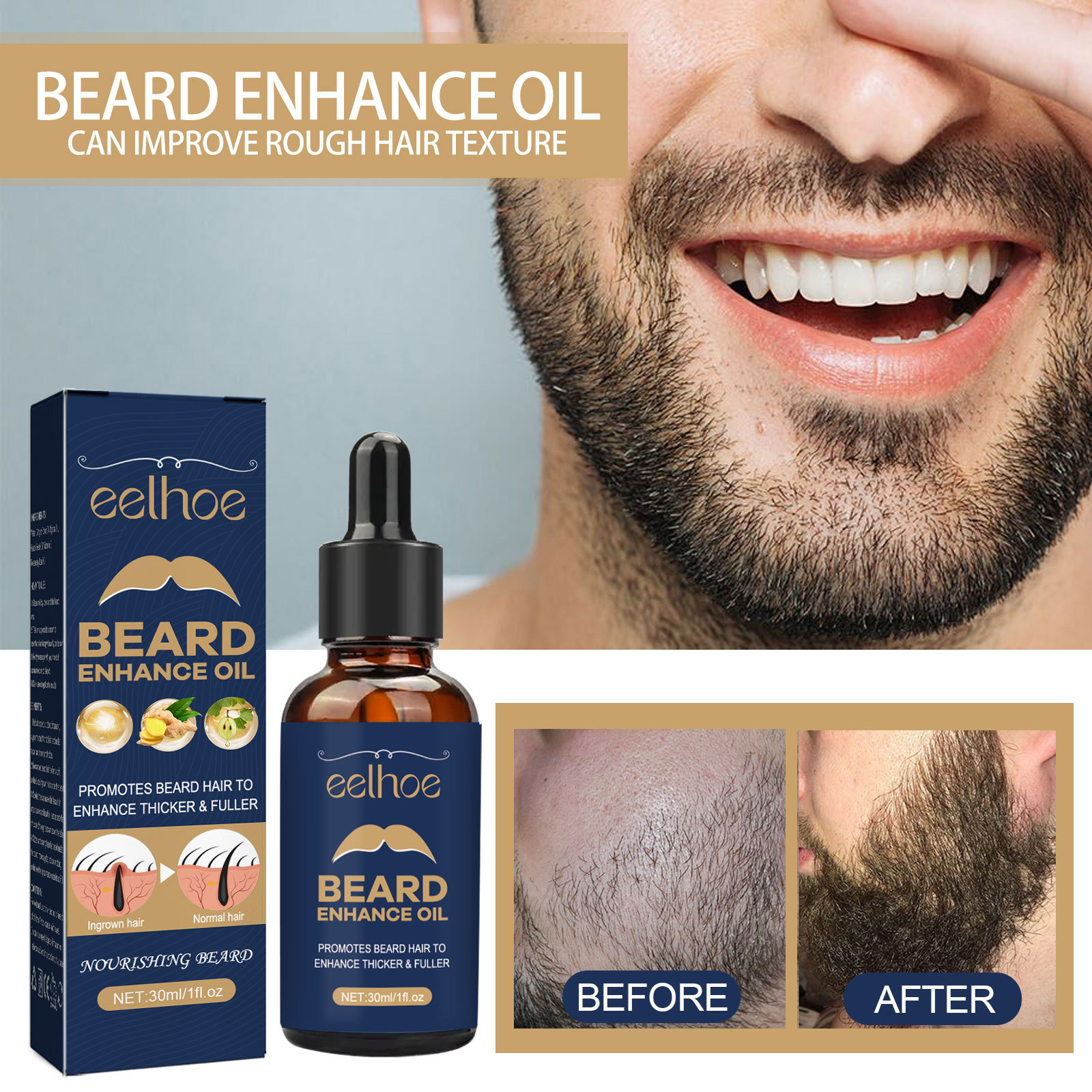 Men'S Grooming Oil - Beard Growth Oil for Men Hair