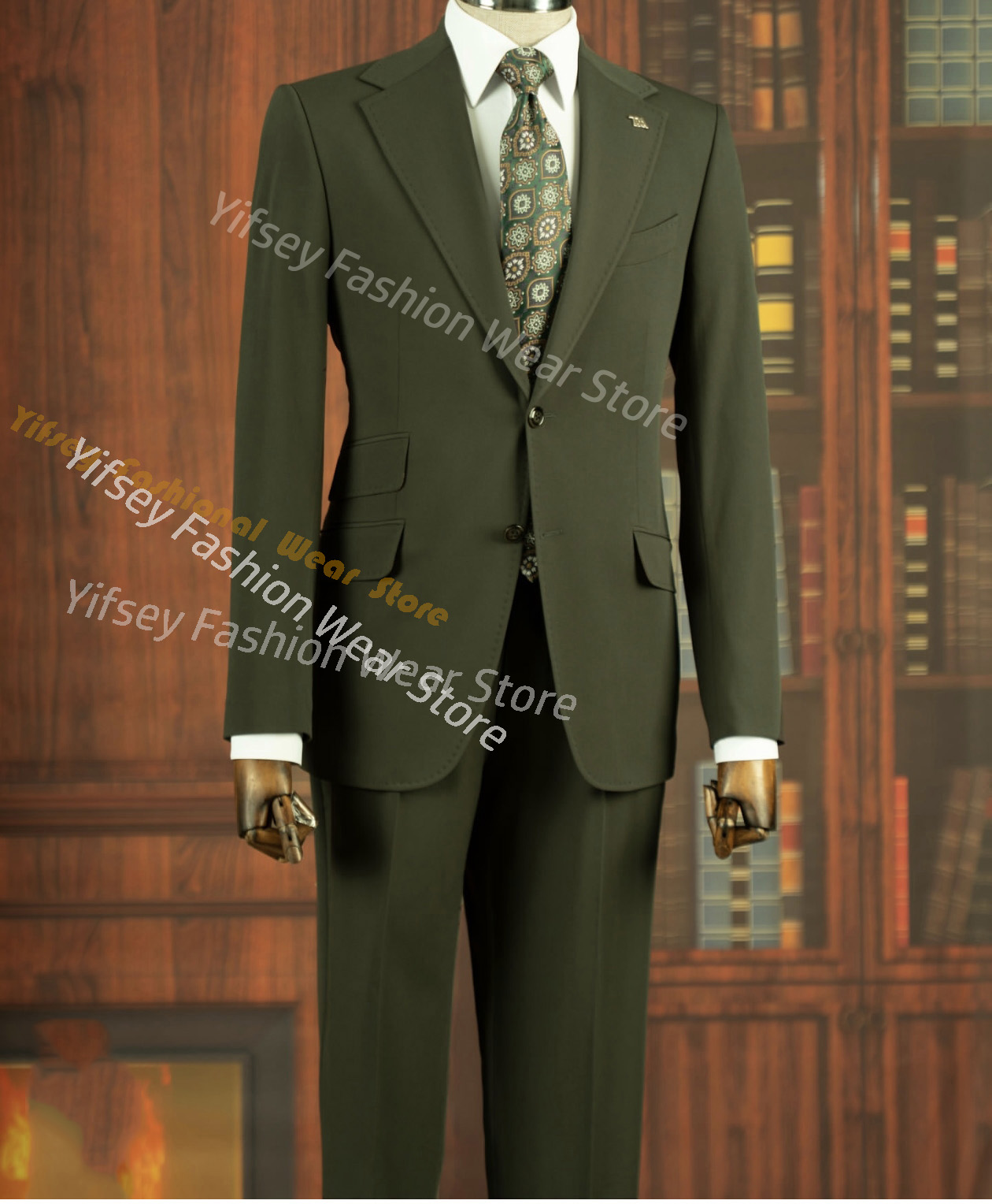 Men'S Grooming Daily - Green Blazer Trousers Men Suits Sets