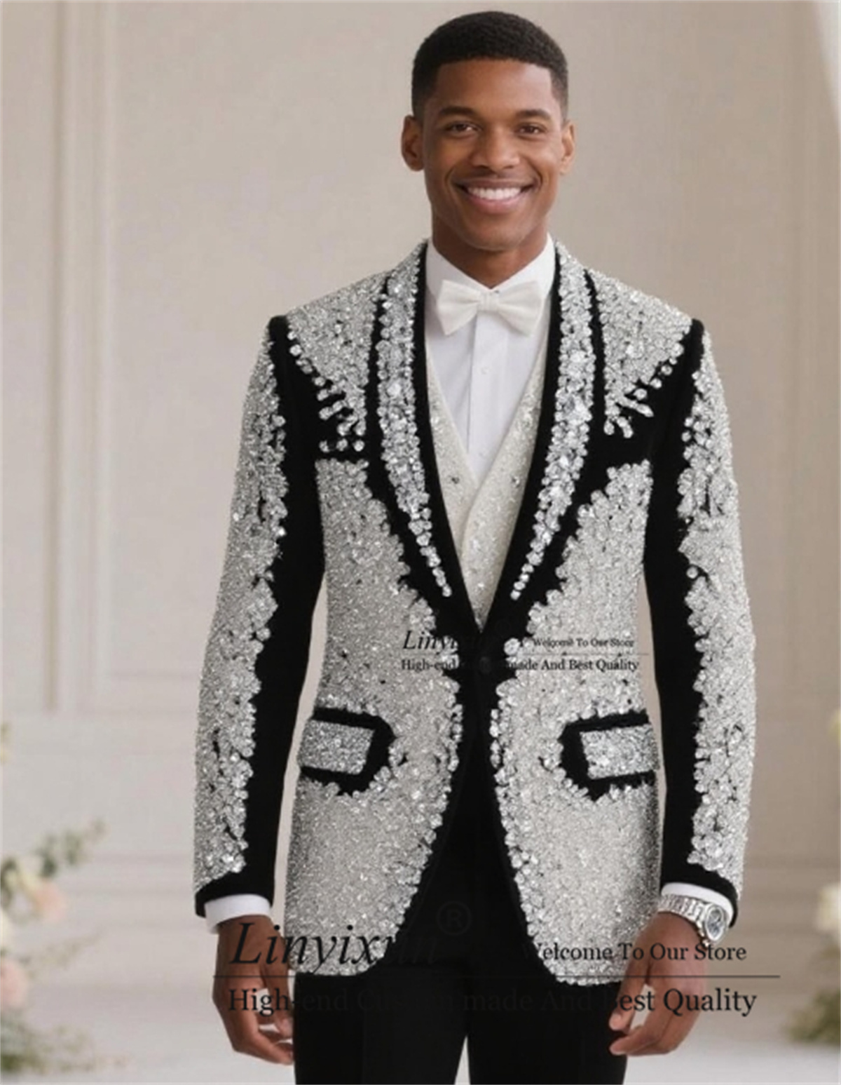 Men'S Grooming Daily - High End Appliques Diamond Men Suits