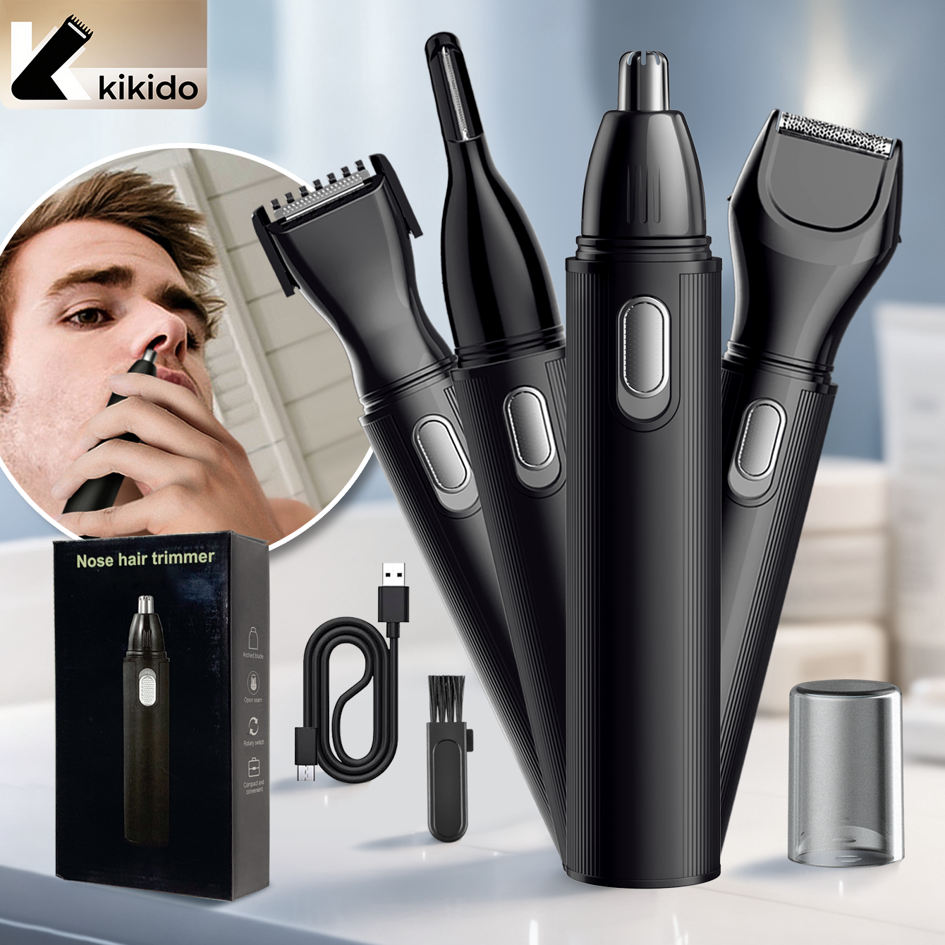 KIKIDO 4 in 1 Nose Hair Trimme - Men'S Grooming Gift Set recensione e prezzo